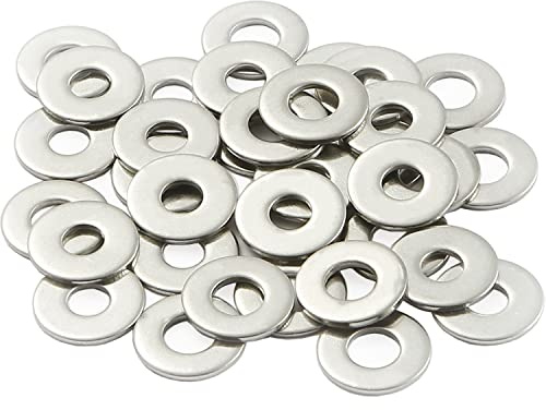 AMLOOPH M2 Washers, M2 x 5mm A2 Stainless Steel Flat Washers 50Pack | Metal Flat Washers Thickness 0.3mm, Large OD Plain Wide Metal Round Flat Spacer Repair Washer for Screws Bolts