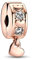 Annmors Rose Glod Pave Clip Crystal and Cubic Zirconia Charm Anhänger 925 Sterling Silver für Europäische Armbänder und Halsketten