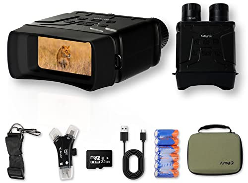 AirMyFun nattvisionsglasögon för vuxna, 4K infraröd nattvisionskikare med uppladdningsbart batteri och 32 GB minneskort för foto- och videolagring
