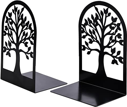 Xzeemo 2 STK Buchstützen aus Metall Schwarz, Bücherhalter für Regal, Bookends Buchstopper, Ordnerhalter für Schreibtisch, Dekorative Buchstützen Buchbeschwere für Schule Büro Bibliothek