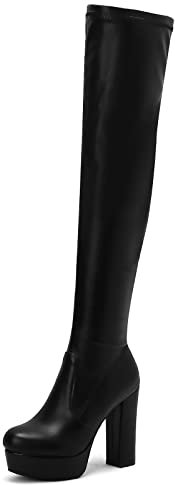 Lroey Reoly Stivali Donna Tacco Alto Sopra Il Ginocchio, Stivali Vestito Punta Rotonda Tacco Alto Zip Plateau, S178Ct P-Nero Numero 41 EU