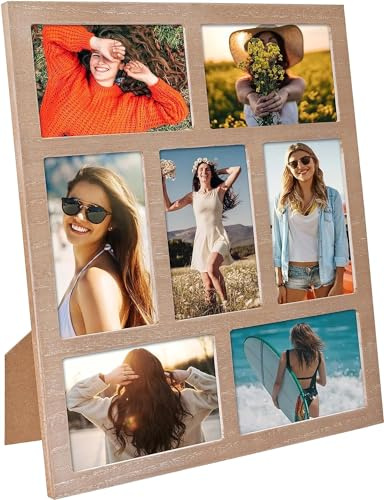 Fotoramar flera bilder 4 x 6 foton visar – 7 öppningar fotocollage bildram väggdekor för bordsstativ och väggmonteringsramar collage set för heminredning familjegåvor
