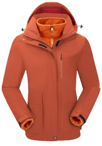 CAMELSPORTS Womens Ski Jackets Waterproof Fleece Snow Coat 3 in 1 Snowboarding Jackets Winter Warm Windbreaker Raincoat