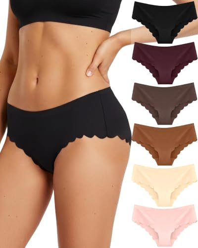 ALL OF SHE 6-pack sömlösa kalsonger damer uddig kant sömlösa underkläder kvinnor ingen show trosor uddig kant trosor multipack S-XL