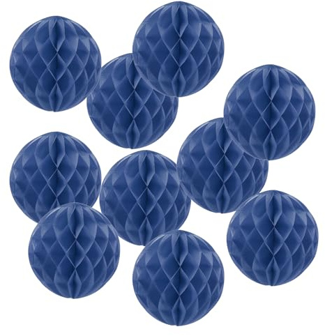 PATIKIL 10pcs 14 Honeycomb Balls Tissue Paper Pom Poms, Party Hanging Paper Honeycomb Balls Decoration for Birthday Wedding Home Backdrop Decor, Navy Blue