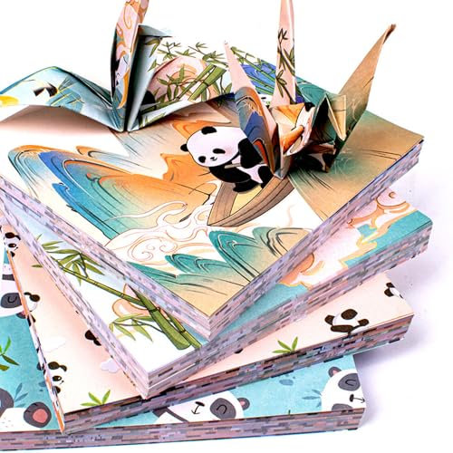 60 Blätter Origami Papier Set 15x15cm Panda Muster Doppelseitiges Farbiges Quadrate Origamipapier für DIY Papierhandwerk,Dekoration,Wünsche