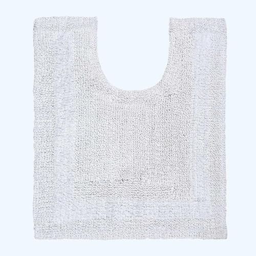 Homescapes Premium WC-Vorleger weiß, Baumwoll-Badematte 50x55 cm mit Wende-Design, WC-Teppich mit Ausschnitt