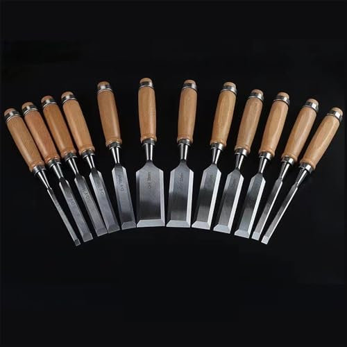 Mxxephemer Wood Chisel Set 12 Pieces Woodworking Chisels 6 to 38mm Firmer Chisel Set Woodworking Hand Tools Mortise Chisel Set (12pcs Set)