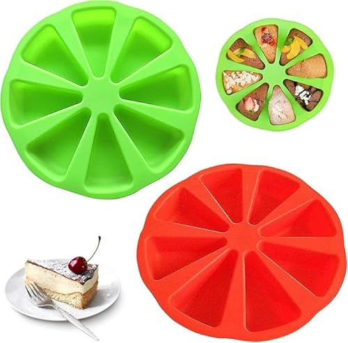 AMJKEJI Silicone Baking Trays, 2 Pcs Silicone Baking Moulds Triangle Pizza Cake Moulds 8 Cavity Non Stick Cheesecake Tin for Baking Pies Muffin Brownie Chocolate Scone Cake