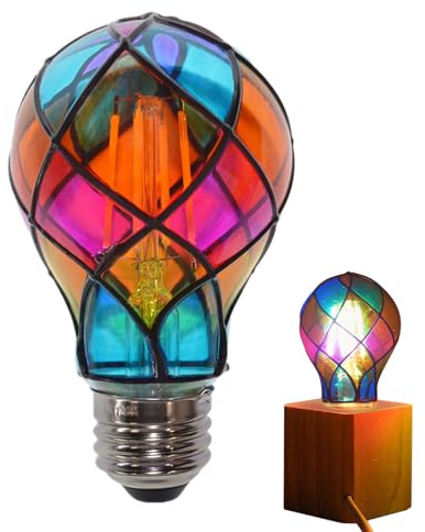 Générique Ampoule Led, Ampoule à visser en verre coloré, ampoules LED E26 4W 120V, ambiance de Noël, Ampoules à motifs peints, pour chambre, salon, maison, Noël ou Halloween
