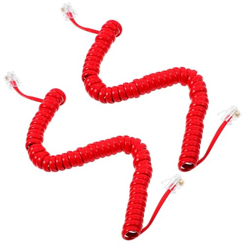 HOLIDYOYO 2 pezzi Cavo Telefonico a Molla Rosso Filo Morbido Antigroviglio per Telefoni Fissi Casa Moderata e Resistente per Comunicazioni Chiare e Affidabili
