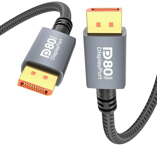 5FT Certified DisplayPort 2.1 Cable, VESA 80Gbps DP 2.1 Gaming Monitor Cord