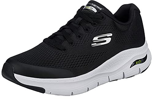 Skechers Herren Arch Fit Sneaker, Black Textile Synthetic White Trim, 44 EU