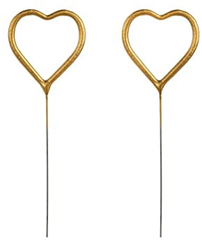 PartyDeco Wunderkerzen Hochzeit 16x5cm in Herzform 2er Set - Brennendes Herz Sternspritzer Herzwunderkerzen für Vintage Hochzeitsdeko