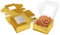 BELLE VOUS Schachtel aus Kraftpapier, goldfarben, mit transparentem Fenster (50 Stück) – Kuchenbehälter 10,16 x 10,16 x 5,7 cm – Gebäckbox für Kekse, kleine Kuchen, Desserts, Torten und Geschenke