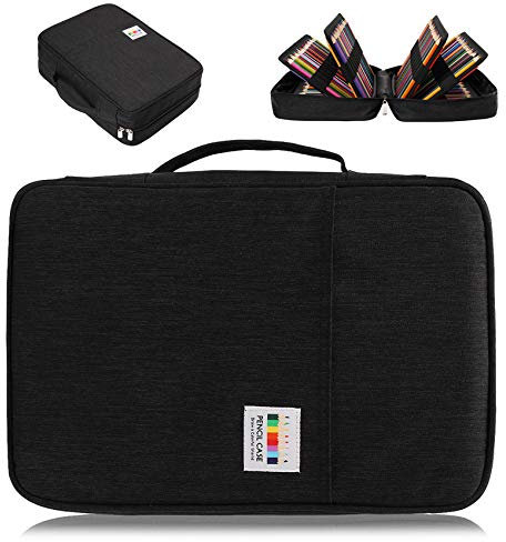 AYVANBER Big Capacity Colored Pencil Case Organizer 304 Slots Pen Holder Waterproof Storage Pouch Gel Marker Pen Bag Box for Cosmetic Brush Pencils & Gel Pen Used for Teens Student or Artist (Black)