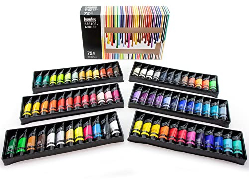Liquitex 3699347 Basics Studio Acrylic Paint, 72 Colours in 22 ml Tubes Made of Quality Durable Pigments, Very Opaque Colours, Excellent Light Resistance, Waterproof