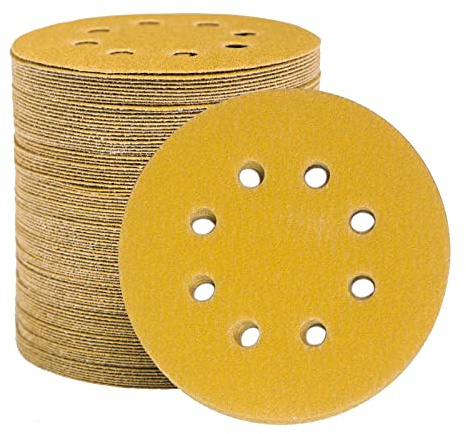 STEBRUAM Slippapper slipskivor 125 mm, 100 slipskivor slipmaskin rund slipmaskin 8 hål korn 100 för slipning polering | Profi guld 125 slipskivor set för 8 hål rund excentrisk slipmaskin, slipdyna för trä metall och färg