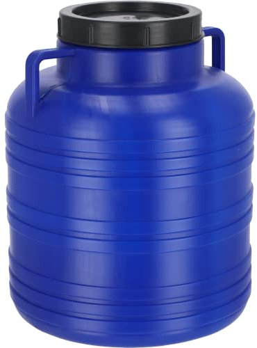 KADAX Plastic Barrel 30L, Large Water Container with Lid, Multifunctional Drum with Wide Opening for Pickle Fermentation and Food Storage (Blue)