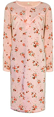 i-Smalls Chemise de nuit en polaire thermique pour femmes Super douce à manches longues avec imprimé floral, pêche, M
