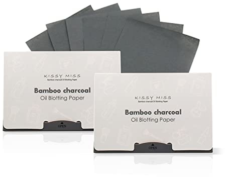 Andiker 200 Counts Oil Blotting Paper, Bamboo Charcoal Oil Blotting Sheets for Oily Skin, Natural Unisex Oil Control Film for Men and Women，Absorb Oil