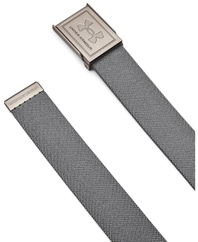 Under Armour Men's Stretch Webbing Belt, Durable and Stretchy Men's Belt for Sports and Outdoor Pursuits, Essential Golf Gear with Adjustable Clasp,Castlerock/Black/Silver,OSFM