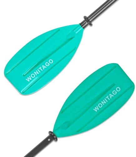 WONITAGO Kayak Paddles for Kid with Aluminum Shaft and PP Blade, Floating Kayaking Oars for Youth and Junior, Adjustable 163-183cm/64-72 Inches, Teal