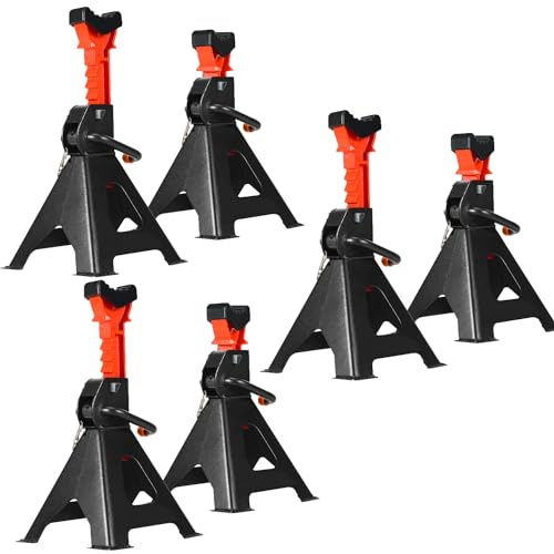 Herrselsam Caballete de apoyo 3T de capacidad de carga Caballete de altura ajustable 285-430mm Caballete de apoyo para vehículos con seguro Soportes de apoyo Auto Soportes para coches, caravanas