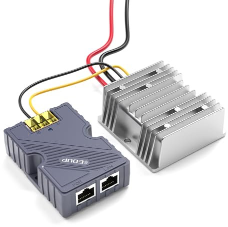 EDUP Starlink GigE Injecteur PoE 150 W avec protection ABS contre les surtensions et les décharges électrostatiques + convertisseur Starlink DC Step Up 12 V vers 48 V, prend en charge Starlink V2