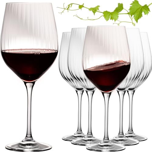 Imperial London Lot de 6 verres à vin rouge cannelés en cristal 450 ml