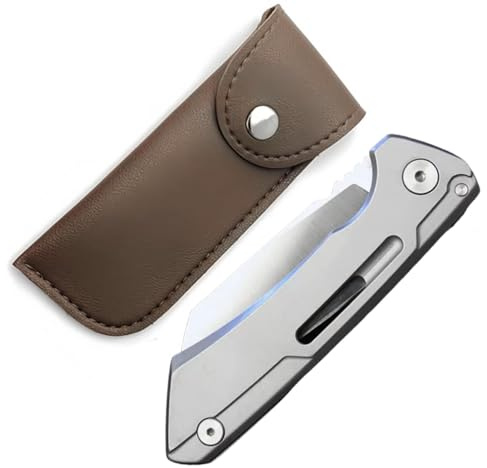 LINMOHERUI High-Carbon Steel Folding Pocket Tool, Men Cool Cutter 2.55'' Blade Folding EDC Gadgets, with Leather Storage Bag for Great Gift or Outdoor Camping