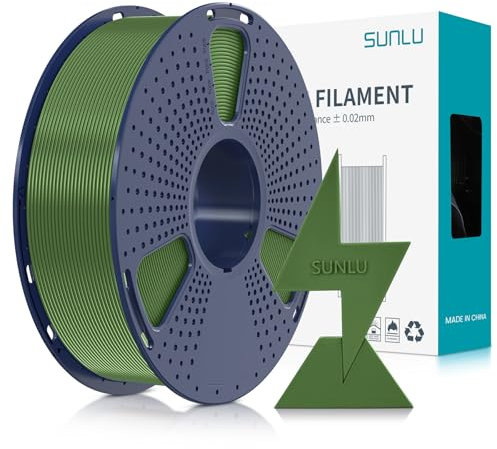 SUNLU PLA Filament Schnell Drucken 1.75mm, 3D Drucker PLA Filament mit Hoher Fließfähigkeit, Entwickelt für schnelles 3D Drucken, Rapid HS-PLA, Maßgenauigkeit +/- 0.02mm, 1KG Spule Olivgrün