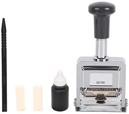 Respicefinem Digit Number Machine Zinc Alloy 16. 0×9. 0×6. 0 Number Stamp 10 Digit Handle Self Inking Automatic Numbering Stamp For Banking Medicine Accounting Digit Number