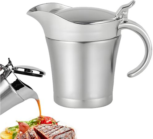 Ficugxd Sauce Gravy Pot,thermal Gravy Jug with Lid,insulated Gravy Jug,gravy Boat with Lid,304 Stainless Steel Sauce Boat Pot,Thermal Insulated Double Wall Sauce Gravy Boat Pot for Kitchen