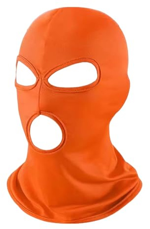 Symphonyw Balaclava Ski Mask, Motorcycle Balaclava Men Black Thin Full Face Mask for Motorcycle Bike Hunting Cycling Skiing (UK, Alpha, One Size, 3 Hole Orange)