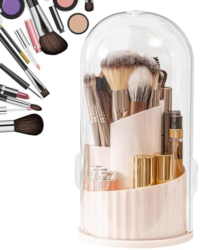 Nybhyjka Portapennelli, organizzatore per il trucco, organizer da ufficio, contenitore antipolvere girevole a 360°, con coperchio per riporre e viaggiare, compatto per astuccio cosmetico