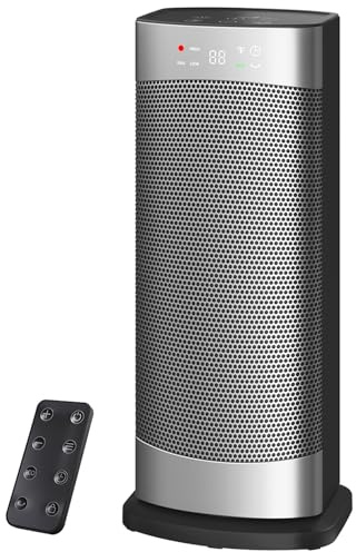 Heizlüfter Energiesparend, 1500W Heizung Elektrisch mit Thermostat, 70° Oszillierend Elektroheizung, PTC Keramik Heizlüfter Leise, ECO-Modus, 24-Std-Timer, Überhitzungs- & Kippschutz, 41 CM