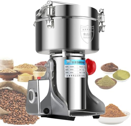 Hydravex Grain Mill Grinder, Swing Type Commercial Spice Grinder Flour Mill High Speed Electric Stainless Steel Pulverizer Dry Grinding Machine for Spices Flour Wheat Corn Coffee Herbs 1500g