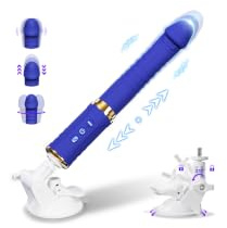 Gode Vibromasseurs Machine à Stimulation Sex Toýs Femme Mains Libres pour Adultes 10 Mode de Poussée Vibration Convient à du Point G du Clitoris et de l'anus Ventouse Amovible Sextoyse Homme（Bleu）