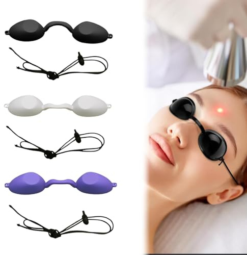 LQUYTA 3pc Occhiali di Protezione Laser, Occhialini Solarium, Occhiali Protettivi Raggi UV, Occhiali di Sicurezza per Lampada Solare, Per Ipl UV Luce Terapia a Infrarossi