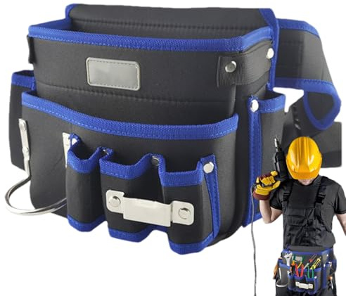 Tool Belt Pouch,Adjustable Oxford Holder Pack | Hip Tool Pouch | for Carpentry, Construction Site, Electrical Maintenance, Repair, Professional