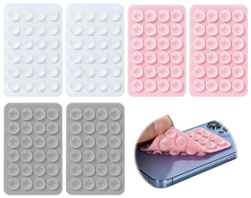 6 unidades de soporte para teléfono móvil con ventosa, soporte de silicona de doble cara para teléfono móvil, ventosas de doble cara para teléfonos móviles delantera y trasera para la mayoría de los
