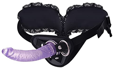 Strap On con Dildo Strap On-Harness Lesbiche Masturbatore per Adulto Strap On Pene con cinghia in nylon regolabile Realistico ventose Dildo Erotico Sex Toy (Viola)