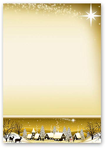 Motif Letter Paper! Winter Village ? Golden Christmas, Seasons - Winter 250 Sheets DIN A5 - Paper-Media
