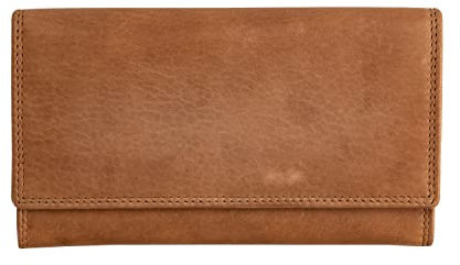 Josephine Osthoff Geldbörse Damen Leder Länglich Portemonnaie mit Reißverschluss KleinGeldbörse Kreditkartenetui RFID-Schutz Geldbeutel mit Münzfach (904), Farbe:Safari