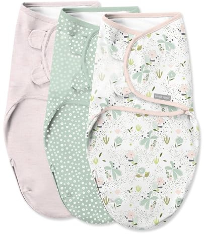SwaddleMe by Ingenuity Easy Change Baby Swaddle in Size Small/Medium, 0-3 Months, 7-14 Pounds, 3-Pack with Easy Change Zipper - Peekaboo Panda