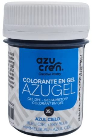 Azucren - AZUGEL - Colorant Alimentaire en Format Gel - Idéal pour Colorer les Pâtisseries - Parfait pour Fondant, Crème au Beurre, Biscuits - 35 Gr (BLEU CIEL)