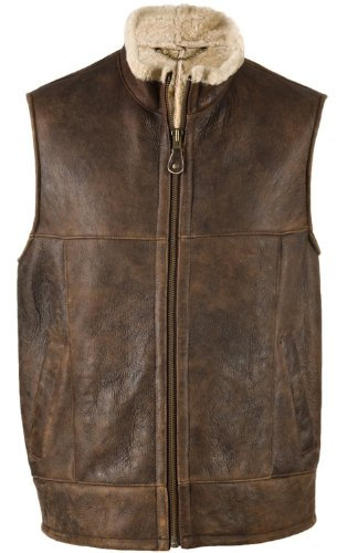 SNUGRUGS Gilet/gilet en peau de mouton de luxe pour homme Tailles 96,5 cm – 121,9 cm, marron, 58