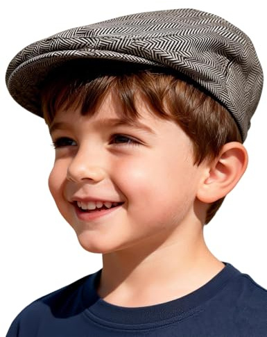 mintgreen Gorra Newsboy Infantil Sombrero Tweed Espina de Pescado, Marrón, 4-5 años