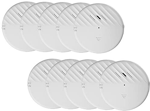 Lancoon Allarme Porta Finestra con Sensore di Vibrazione Bianco 10 Confezioni 125dB Rilevatore di Antifurto Rottura Vetri Sottile Sensibilità Regolabile Indicatore LED Luce per Sicurezza Domestica